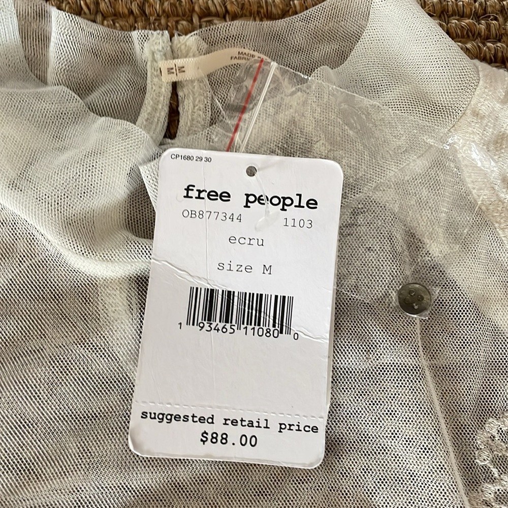 NWT Free People Saheli Mesh Embroidery Top Medium - Picture 6 of 8